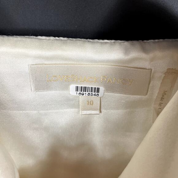 LoveShackFancy Adelaide Tweed Bow Mini Dress Ivory Black Sleeveless Sz 10 - Picture 13 of 16